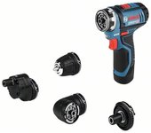 Taladro atornillador bosch professional flexiclic gsr 12v-15 fc + 2 baterías 2,0ah + gal 1230 cc