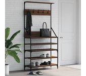 Maison exclusive - perchero con zapatero roble marrón 90x34x184 cm