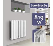 Radiador de calefacción central para baño salón cocina pasillo dormitorio doble panel 60 x 61,4 cm blanco 01_0000227