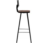 Juego de cuatro taburetes de bar de diseño con asiento de silla de madera maciza recuperada marrón oscuro 1202184
