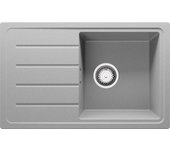 Primagran fregadero cocina gris 70x44cm, fregadero granito 1 seno + sifón, fregadero sobre encimera al mueble 45cm - copenhague easy