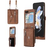 Funda cruzada retro para teléfono samsung z flip 3 con tarjetero