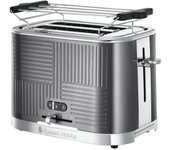 Russell hobbs 25250-56 geo steel tostadora tostadora, 4 funciones, temperatura ajustable, calentador de horneado, pinzas