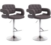 Juego de 2 taburetes de bar acolchados en tela gris oscuro, reposabrazos, reposapiés de diseño moderno tdb10490