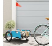 Remolque para bicicletas hierro y tela oxford azul