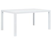 Mesa de jardín plástico aspecto de ratán blanco 150x90x72 cm
