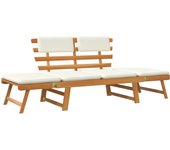 Banco de jardín 190 muebles de exterior terraza terraza con cojines 2 en 1 cm madera maciza de acacia 02_0011596