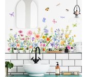 Pegatinas de pared con diseño de mariposas y flores, plantas florales, margaritas, decoración de baño, habitación de bebé y niños.