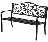 Banco de jardín outsunny acero negro 127x60x89 cm