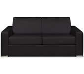 Sofá cama de 3 plazas exprés cuero de búfalo negro - cama de 140 cm - colchón de 18 cm - calito