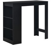 Mesa alta de cocina con estantería negra 110x50x103 cm