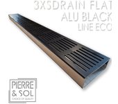 Canalón grande de acero inoxidable altura 3,5 cm - 3xsdrainflat easy rejilla de aluminio negro - line eco - elemento angular