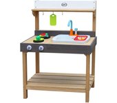 Axi cocina de juguete rosa / cocina de barro de madera | cocina de juguete multifuncional / cocina de arena para niños con juego de accesorios de 17