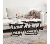 Mesa de café vidaxl roble negro marco de metal, superficie de madera