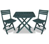 Vidaxl mesa y sillas bistró de jardín plegables 3 pzas plástico verde