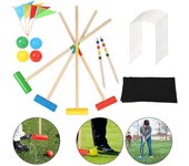 Juego de croquet juego de croquet para 4 jugadores, juego de madera, niños y adultos, juego completo con bolsa