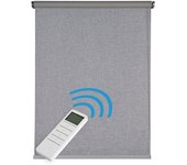Estor motorizado enrollable opaco blackout automático con batería, motor y mando premium gris plata 160x250 cm