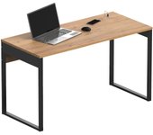 Escritorio mesa de ordenador oficina estudio, patas estructura metálica industrial 76x135x60cm, briebe, madera, smuk
