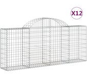 Cestas de gaviones muro de contención arqueado valla de jaula 1 juego de 2 200 x 30 x 80/100 cm hierro ga 02_0040524