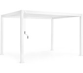 Cenador pérgola bioclimática con estructura de aluminio, techo de lamas regulables, jardín y veranda / blanco / 3 x 4 m