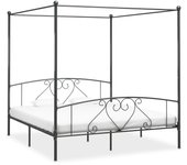 Vidaxl estructura cama con dosel sin colchón metal gris 200x200 cm