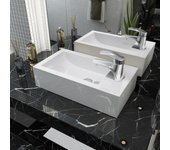 Vidaxl lavabo con agujero grifo rectangular cerámica 46x25,5x12 blanco