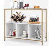 Aparador de cocina con estantes y patas de metal elevadas, armario de cocina, armario de almacenamiento para salón, comedor, blanco