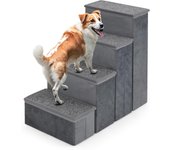 Escalera antideslizante para perros mayores de 4 peldaños, con almacenaje, cada peldaño plegable, rampa ideal para cama y sofá (38 x 65 x 58 cm)