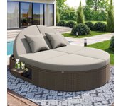 Sofá-cama de jardín exterior, cama de relajación doble, cama multifuncional para terraza, sofá con almacenamiento, tumbona impermeable para balcón