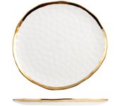 Plato llano h&h gala en porcelana blanca con borde dorado 24,5 cm