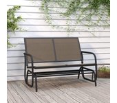 Vidaxl banco mecedora jardín acero y textilene marrón 120,5x76x86,5 cm