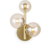 Maytoni dallas aplique moderno de 3 luces dorado, pantalla coñac, g9
