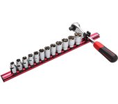 Juego de 13 llaves de vaso y carracas 1/2'' en estante magnético sam outillage - 75-sh13n