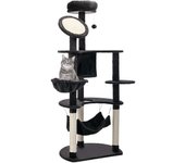 Árbol para gatos pawhut aglomerado de madera, felpa y sisal gris oscuro 64.5x50.5x153 cm