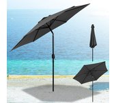 Sombrilla de jardín - 270 cm, uv30+, sombrilla de exterior, sombrilla de terraza, manivela, gris, sombrilla de playa