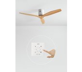 Wind calm natural wood - ventilador de techo 40w ø132 cm silencioso 100% madera con controlador de pared y mando a distancia