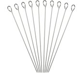 Relaxdays juego pinchos barbacoa largos, acero inoxidable, 30 cm, 10 unidades