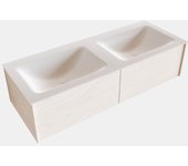 Mondiaz lush 120cm mueble de baño color underlayment con 2 cajones. con lavabo cloud doble 2 orificios color talc