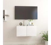 Mueble de tv colgante blanco brillante 60x30x30 cm