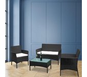 Conjunto de asientos de jardín conjunto de muebles de jardín cojines de jardín muebles de patio polirratán negro