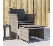 Vidaxl sillón de jardín con reposapiés ratán sintético gris