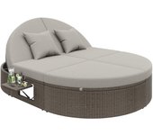 Tumbona ratán doble exterior | sofá cama jardín + ajuste individual + estante