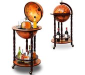 Armarios para vinos y vasos, mini bar en forma de globo con 3 ruedas para botellas de madera, organizador de licor, 88 x 45 cm