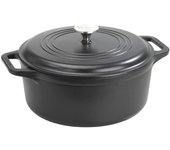 Horno holandés olla inducción hierro fundido esmaltado 25cm, cocotte 3,8l, sin ptfe ni pfoa, victoria, negro, 32296