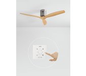Wind calm natural wood - ventilador de techo 40w ø132 cm silencioso 100% madera con controlador de pared y mando a distancia