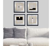 Cuadro decorativo enmarcado cam1868903707 multicolor 32x32 cm (4 piezas)