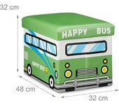 Caja de juguetes de plástico con tapa de caja, taburete tipo puf plegable para niños, verde 13_0000781