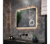 Espejo de baño - 80x60cm - sin marco - antivaho - con luz led
