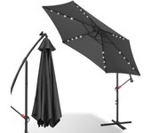 Sombrilla voladiza 3m sombrilla con led aluminio sombrilla giratoria jardín terraza balcón gris