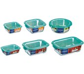 Set 5 recipientes vidrio luminarc keep'n lagon 38cl - 76cl - 92cl - 122cl - 197cl - bicolor